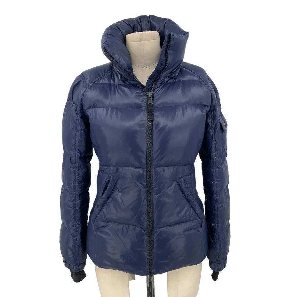 S13 Quilted Down Short Puffer Jacket Navy Blue Size Xs